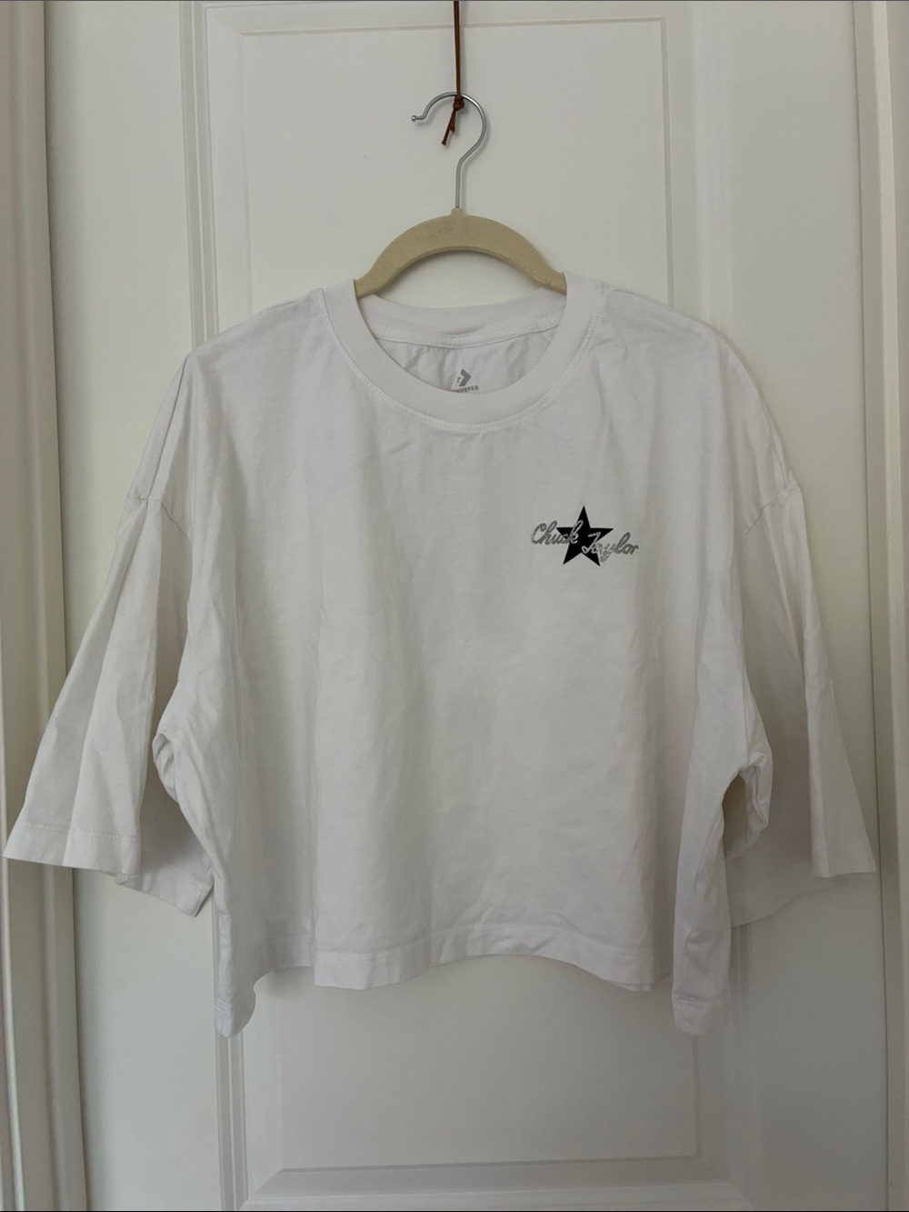 Converse White Cropped Tee with Black Star Graphic